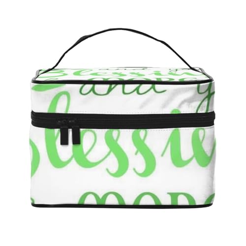 HAICOM Make-up-Tasche, Organizer, groß, gestreift, bedruckt, Reise-Kosmetiktasche mit Reißverschluss, für Damen und Make-up-Künstler, tragbare quadratische Tasche, Irish Blessing St. Patrick's Day, von HAICOM