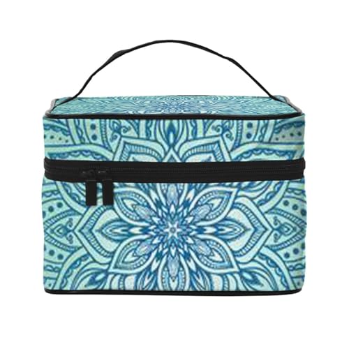 HAICOM Make-up-Tasche, Organizer, große Flip-Flops, Kalligraphie, Strandschuhe, bedruckte Reise-Kosmetiktasche mit Reißverschluss für Damen und Make-up-Künstler, tragbare quadratische Tasche, Blaues von HAICOM