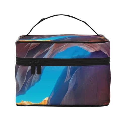 HAICOM Make-up-Tasche, Organizer, große Strandmuscheln, Seestern, Sanddruck, Reise-Kosmetiktasche mit Reißverschluss, für Damen und Make-up-Künstler, tragbare quadratische Tasche, Antelope Canyon, von HAICOM