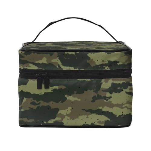 HAICOM Make-up-Tasche, Organizer, große schöne Ostereier, bedruckte Reise-Kosmetiktasche mit Reißverschluss für Frauen und Make-up-Künstler, tragbare quadratische Tasche, camouflage, Einheitsgröße von HAICOM