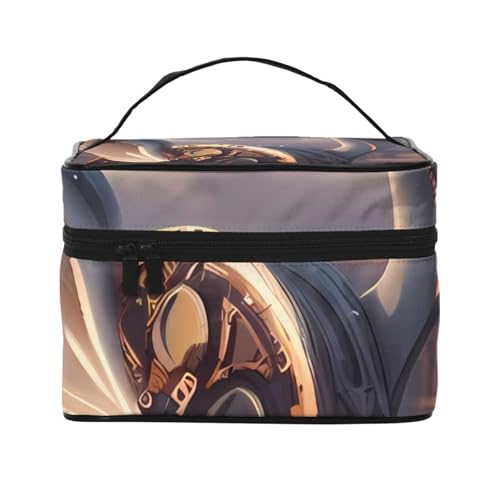 Make-up-Tasche, Organizer, groß, Sci-Fi-Planet, bedruckt, Reise-Kosmetiktasche mit Reißverschluss, für Damen und Make-up-Künstler, tragbare quadratische Tasche, Autorad mit Flügeln, Einheitsgröße von HAICOM