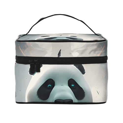 Make-up-Tasche, Organizer, groß, bedruckt, Reise-Kosmetiktasche mit Reißverschluss, für Damen und Make-up-Künstler, tragbare quadratische Tasche, Panda Boxer, Einheitsgröße von HAICOM