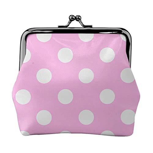 Marmor-Münzgeldbörse, Leder-Münzgeldbörse für Damen und Herren, persönliche kleine Münztasche, niedliche Münztasche mit Kussschloss, pink / punkte, Einheitsgröße, Niedlich von HAICOM