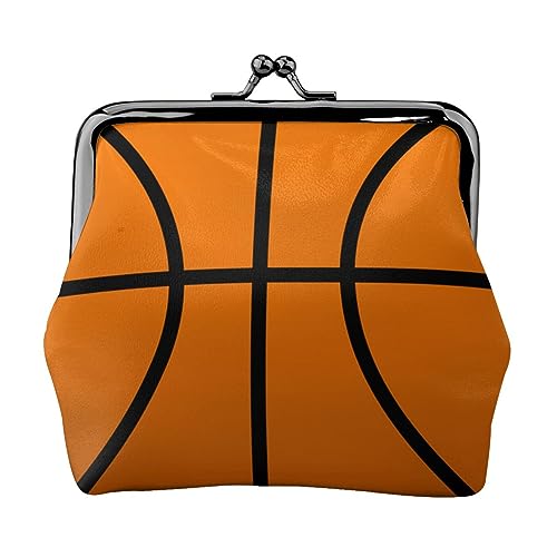 Münzgeldbörse mit rotem Hintergrund, goldener Schnee, Leder-Münzgeldbörse für Damen und Herren, persönliche kleine Münztasche, niedliche Münztasche mit Kussschloss, Basketball, Einheitsgröße, Niedlich von HAICOM