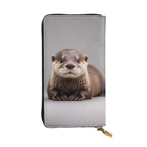 Niedliche Pandas-Leder-Damen-Geldbörse, niedliche Clutch-Geldbörse für Damen, minimalistisch, wasserdicht, Kartenhalter, Clutch-Tasche, Niedlicher Otter, Einheitsgröße von HAICOM