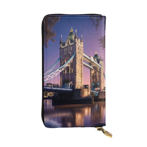 Northern Lights Damen-Geldbörse aus Leder, niedliche Clutch, minimalistisch, wasserdicht, Kartenhalter, Clutch-Tasche, Night London Tower Bridge, Einheitsgröße von HAICOM