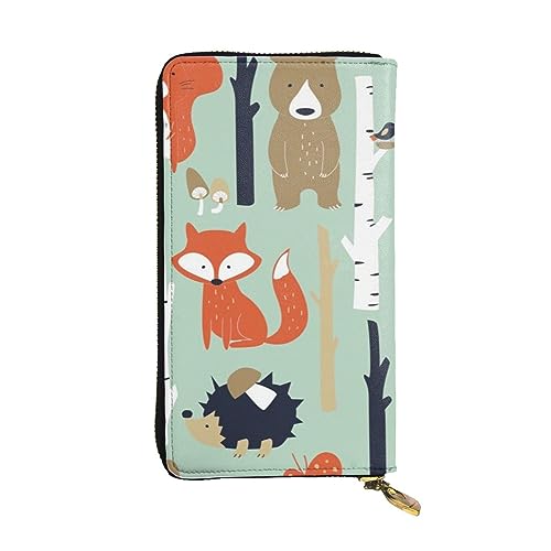 The Underwater World Geldbörse für Damen, Motiv: tropische Fische, niedlich, Clutch, minimalistisch, wasserdicht, Kartenhalter, Clutch-Tasche, Niedlicher Fuchsbär-Vogelbaum, Einheitsgröße von HAICOM