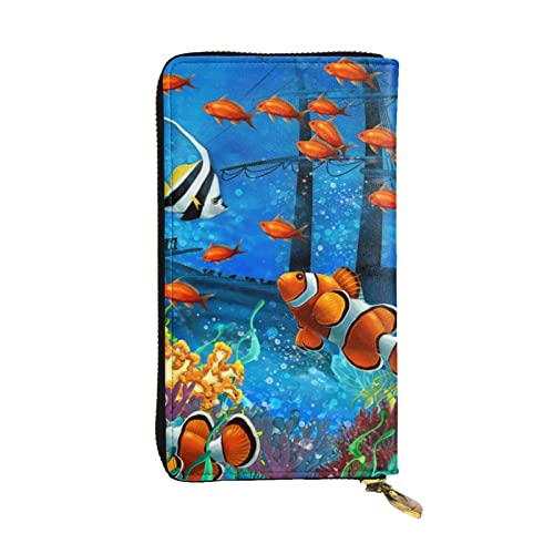 The Underwater World Geldbörse für Damen, Motiv: tropische Fische, niedlich, Clutch, minimalistisch, wasserdicht, Kartenhalter, Clutch-Tasche, The Underwater World Tropical Fish, Einheitsgröße von HAICOM