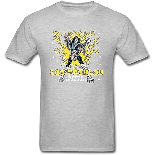 Men's Ace Frehley Space Invader T Shirt Grey L von HAIDIOU