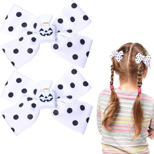 HAIMITI Halloween-Haarspangen, Herbst-Haar-Accessoires für Damen, fröhlicher Kürbis, weiße Haarnadeln, schwarze Wellen-Spitze, Haarspangen, Cartoon-Haarschleifen für Mädchen, Kinder, von HAIMITI