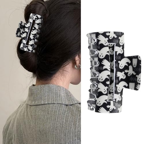 HAIMITI Halloween Haarspangen Happy Ghost Claw Clips Niedliche Buchstaben Haarschmuck für Frauen Schwarz Haarspange Starker Halt Rutschfeste Haarklammern für Mädchen Halloween Party Dekoration von HAIMITI