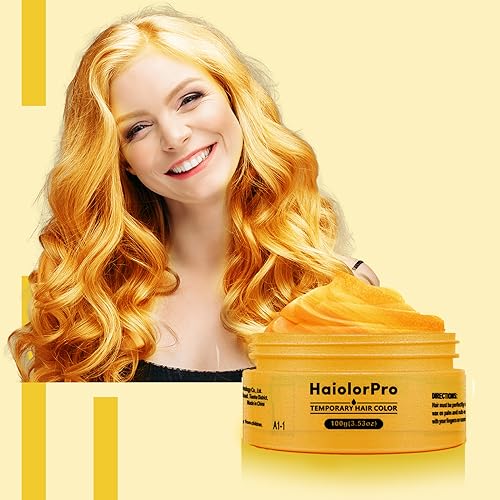 HaiolorPro Gold Temporäre Haarfarbe Auswaschbar, haarfarbe wachs für Männer und Frauen, haarmascara für Partys oder Cosplay, Haarfärbeprodukte ohne Unordnung (Gold） von HAIOLORPRO