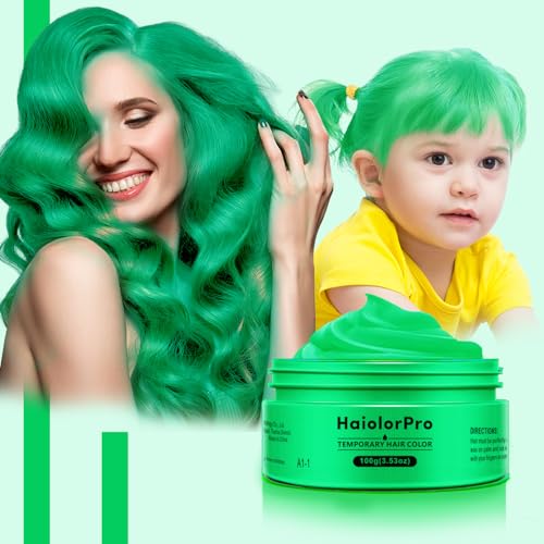 HaiolorPro Grün Temporäre Haarfarbe Auswaschbar, haarfarbe wachs für Männer und Frauen, haarmascara für Partys oder Cosplay, Haarfärbeprodukte ohne Unordnung (Grün） von HAIOLORPRO