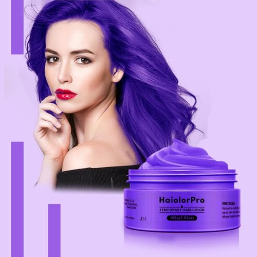 HaiolorPro Lila Temporäre Haarfarbe Auswaschbar, Haarfarbe Wachs für Männer und Frauen, Haarmascara für Partys oder Cosplay, Haarfärbeprodukte ohne Unordnung (Lila） von HAIOLORPRO