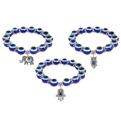 HAIOPS Evil Eye Armband, blau, türkisch, böser Blick, Stretch-Armband für Damen, Mädchen, Jungen, 3 Stück HAIOPS Evil Eye Armband, blau, türkisch, böser Blick, Stretch-Armband für Damen, Mädchen, Jungen, 3 Stück von HAIOPS