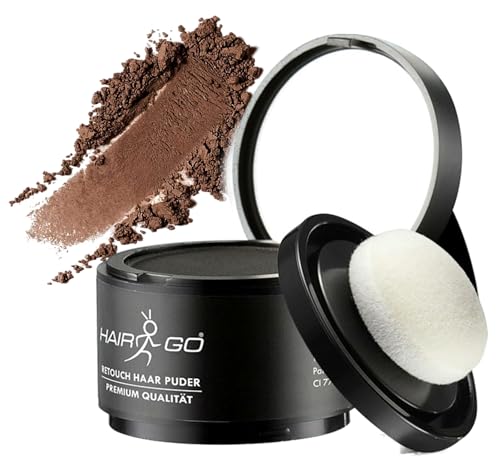 HAIR GO Premium Ansatzpuder - Haar Concealer zur Haarverdichtung für Frauen und Männer, wasserfestes Haar Make-up zum Ansatz kaschieren - Friseurqualität - Pulver Natürlich (4gr.) (auburn) von HAIR GO