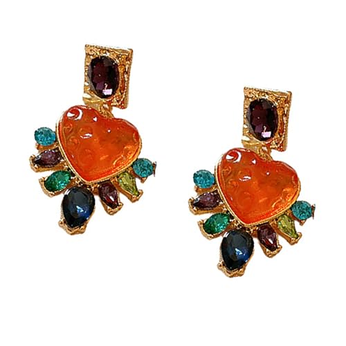 18K Gold Plattierte Herzohrringe Für Frauen Mit Mehrfarbigen Kristall Strasssteinen Und Amethyst Zirkonia Party Ohrringen von HAISENG