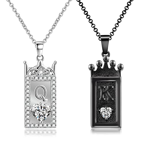 2-teiliges Schmuck-Set mit Aufschrift "His Queen and Her King", Valentinstag, Freund und Freundin, Geburtstag, Weihnachten, passende Halsketten für Paare von HAISENG