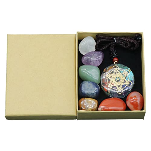7 Stones Anhänger Halskette Für Stressabbau Gleichgewicht Männer Frauen Selbst Innere Heilungssteine Kit Schmuckdekoration von HAISENG