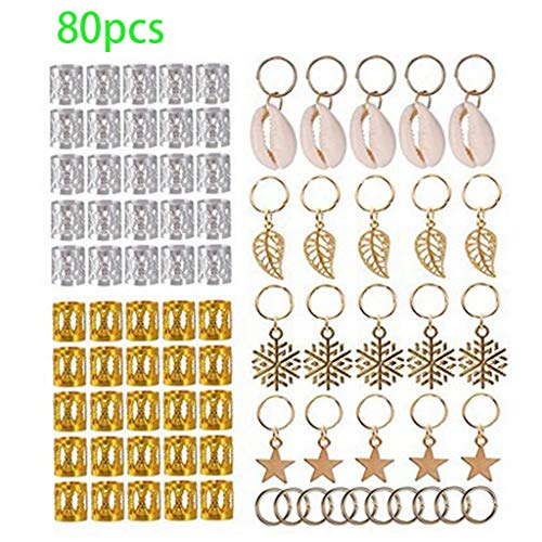 80pcs Afrikanische Haare Zöpfe Anhänger Charms Dreadlock Perlen Clips Metallmanschetten Ringe Schmuck Verschluss Dekoration Accessoires Haare Barrette Haarnadel Crip Klemme Banane Krone Klaue Kiefer von HAISENG