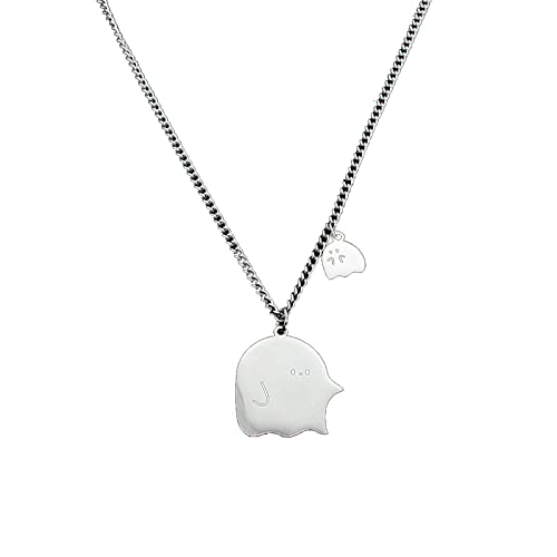 Anhänger Halskette Frauen Niedliche Geisterförmige Hälfte Halsketten Fashion Party Schmuck Edelstahlmaterial Für Frauen Girl Herren Ketten Halsketten Edelstahl Stahl von HAISENG
