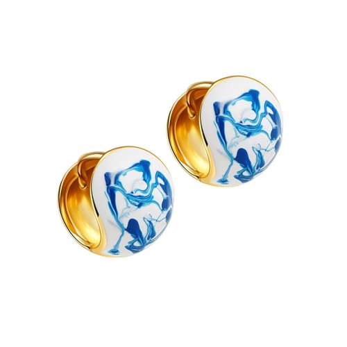 Benutzerfreundlicher Keramik Ohrclip Blau Blumenmuster Dangle Ohrring Robustes Kupfermaterialien Und Lässiges Zubehör Formelles Und Lässiges Blaues Porzellanocalzubehör von HAISENG