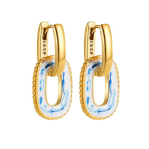 Benutzerfreundlicher Keramik Ohrclip Blau Blumenmuster Dangle Ohrring Robustes Kupfermaterialien Und Lässiges Zubehör Formelles Und Lässiges Blaues Porzellanocalzubehör von HAISENG