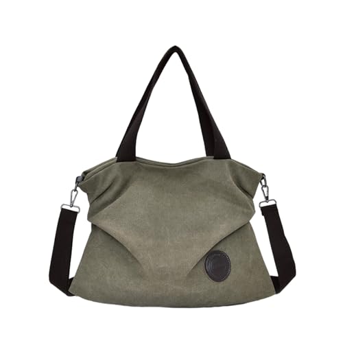 Canvas Handtasche Schultertaschen Damen Stilvolle Top Griff Tasche für verschiedene Anlässe Tote Strand Casual Tasche, armee-grün, One Size von HAISENG