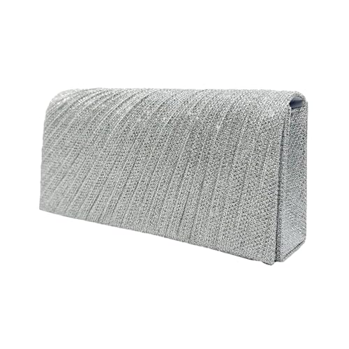 Clutch-Geldbörse, glitzernde Party-Handtasche, modische Abendtasche, Glitzer, Hochzeits-Handtasche mit Kette, Abendtaschen, silber, One Size von HAISENG