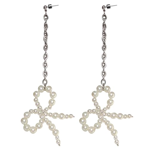 HAISENG Delicate Perlen Bowknot Ohrringe Mit Bowknot Anhänger Ohrschmuck Mode Ohrhaken Schmuck Für Frauen Und Tragbare Ohrringe Schmützen Sich von HAISENG