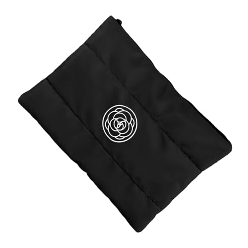 Down Cotton Handheld Makeup Bag with Large Capacity Camellia Flower Cosmetic Clutches Purse Travel Toiletries Organizers Makeup Clutch for Women, Schwarz , Mass Beauty von HAISENG
