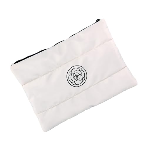 Down Cotton Handheld Makeup Bag with Large Capacity Camellia Flower Cosmetic Clutches Purse Travel Toiletries Organizers Makeup Clutch for Women, weiß, Mass Beauty von HAISENG