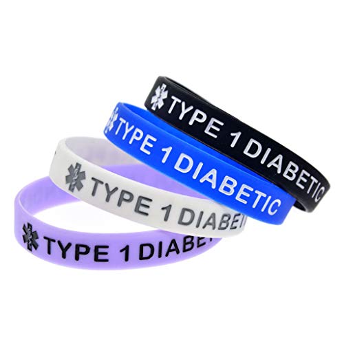 Einstellbares Silikonarmband Typ 1 Diabetic Hidden Message Medizinische Alarm Silikon Armbänder 4 Farben Für Alle Ages Armband Display Hand von HAISENG