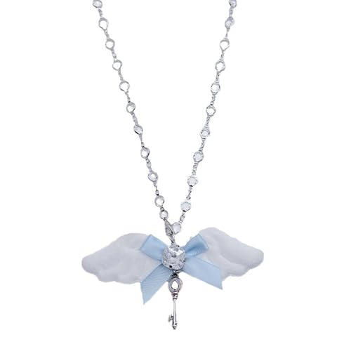 Einzigartige Halskette mit Flügelanhänger, handgefertigt, Perlenhalsband für Party, Hochzeit, verstellbarer Schmuck, Damen, Mädchen, Teenager, Plüsch-Flügeldekoration, leichtes und bequemes Design von HAISENG