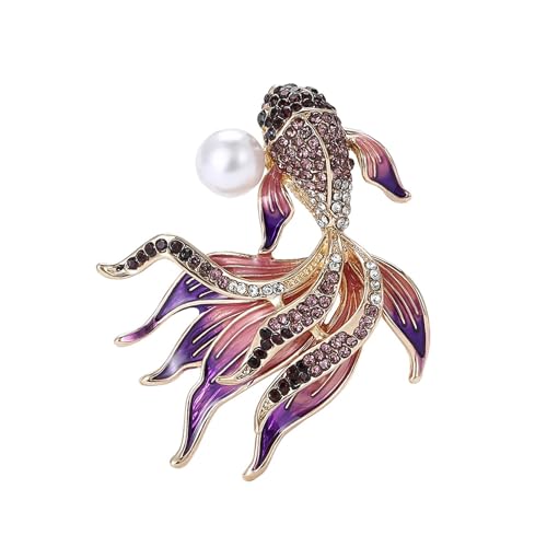Einzigartige Strasssteine Goldfischbrosche Pin Zartes Modeaccessoire Tragbar Für Kleidung Und Taschen Dekoration Casual Wear Mode Brosche von HAISENG