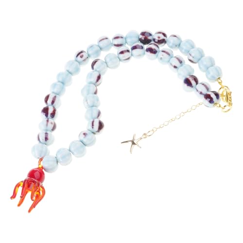 Einzigartiges Design, handgefertigte Halskette mit Keramik- und Glasperlen, stilvolles Accessoire, stilvoller Schmuck von HAISENG