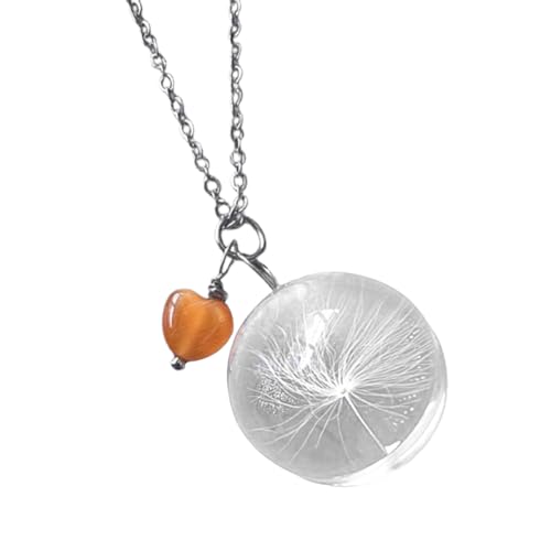 Elegante Glaskugel Getrocknete Blütenhalskette Mit Kristallherzen Zauber Zartes Schlüsselbein Kette Einzigartige Strand Halskette Frauen Rot Herzscharme Schlüsselbeinkette von HAISENG