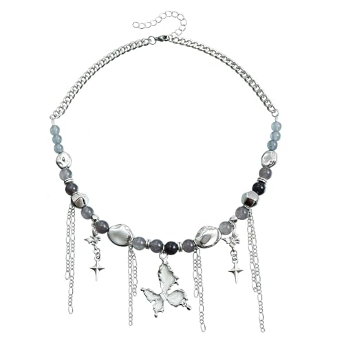Elegante Schmetterlingsstein Halskette Mit Vier Spitzen Star Tassels Anhänger Halskette Für Mode Frauen Präsentieren Modeaccessoire von HAISENG