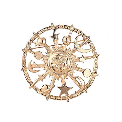 Exquisite Zinn Anstecknadeln Galaxien Ruder Brosche Goldener Stern Mond für Sonne Schal Anstecknadel Schmuck für Jacken Abzeichen De Moon Brosche Herren von HAISENG