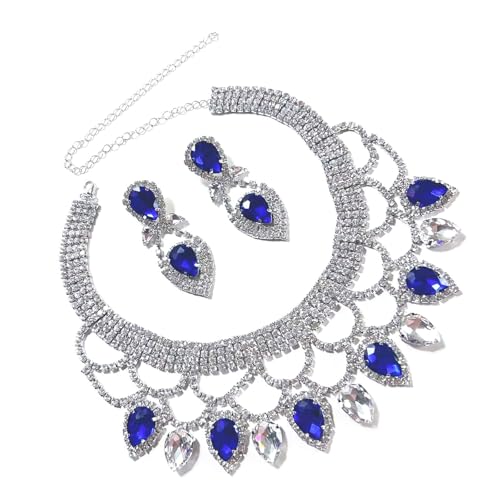 Exquisites Handgefertigte Strasshalskette Und Ohrring Set Bunte Kristalle Schmuckset Für Hochzeiten Und Partys Einzigartige Elegante Halskette Geeignet von HAISENG