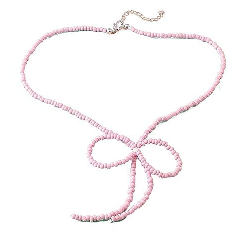 Farbige Reisperlen Halskette Frauen Temperament Perlen Bowknot Colarmbone Kettenstudent Verstellbarer Pullover Farbiger Reisperlen Ketten Halskette Für Frauen von HAISENG