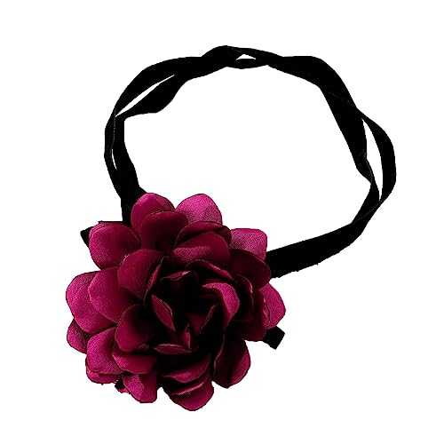 Gothic Elegant Samt Rosenkragen Big Blumenkrimikelkette Halskette Für Frauen Hochzeit Brauttemperament Schmuck Halsketten Mädchen Mode Schmuck Schlüsselbeutel Kette Blumenkragen von HAISENG