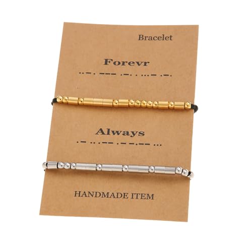 HAISENG 1 Paar Edelstahl Morse Code Paar Armbänder Einzigartig von HAISENG