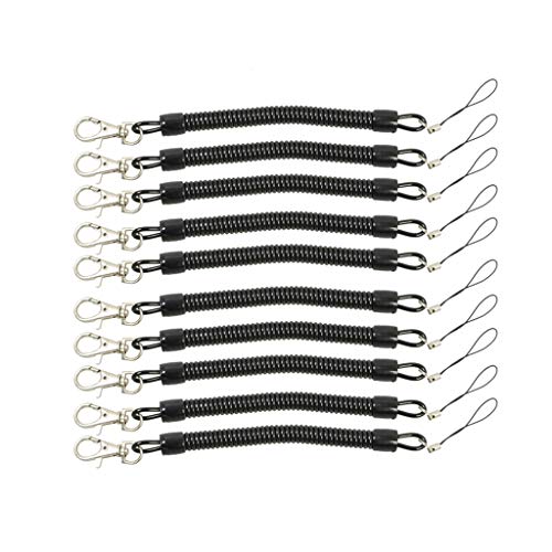HAISENG 10 Stück Metall Für Schlüsselketten Feder Seil Schwarzes Elastisches Seil Mobiltelefon Schnapphakenhalter Zum Tauch Von Triathlons Cross Lobster Claspe Keyring von HAISENG