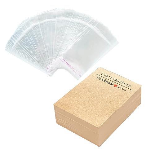 HAISENG 100 PCs Leere Untersetzer Anzeigekarten Mit Selbstklebenden Taschen Sublimation Packaging Coasters Display Karten von HAISENG