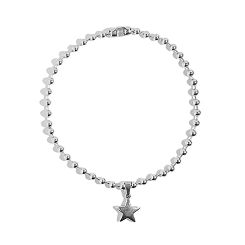 HAISENG 2023 Vintage Y2k Accessoires Ästhetischer Stern-Anhänger Halskette für Frauen Hip Hop Kette Halsketten Mädchen Schmuck Runde Perlenkette von HAISENG