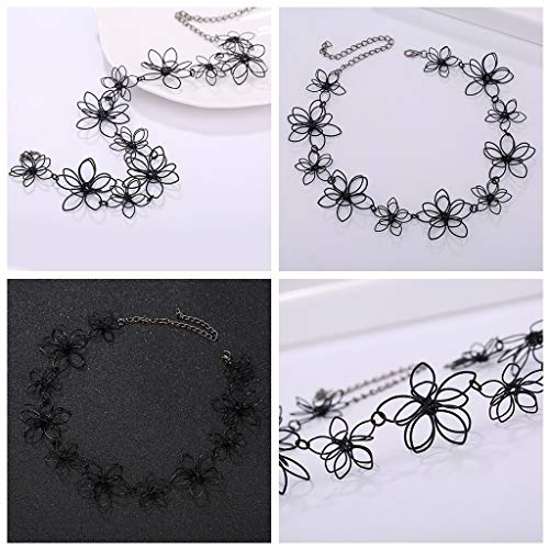 HAISENG 36 cm lange koreanische Blume Schlüsselbeinkette Halskette Floral Schwarz Kurz Choker Schmuck Geburtstag Mutter Tochter Freund Anhänger Halskette Schmuck von HAISENG