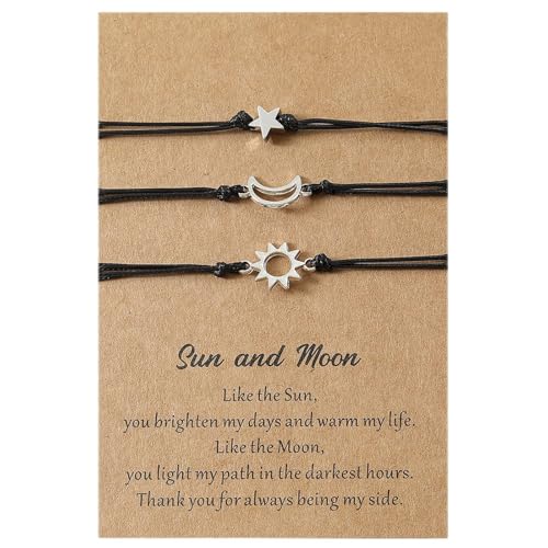 HAISENG 3pcs Freundeskartenarmband Europäer Und Amerikaner Für Kreative Legierung Für Sun Moon Star Gewebtes Armband Mode Juwel Verstellbarer Armbänder Frauen Männer Männer von HAISENG