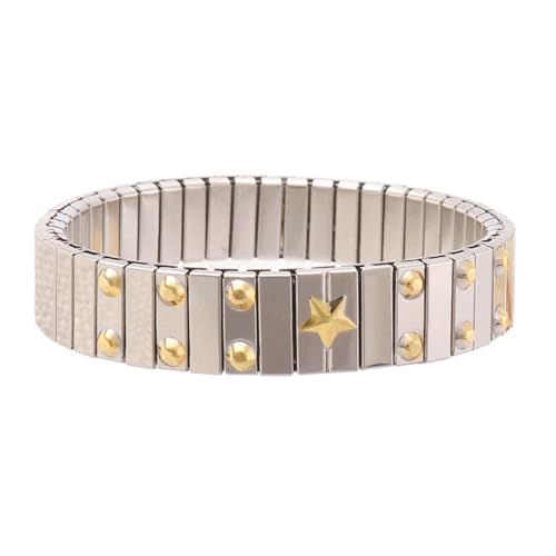 HAISENG Armreifenarmband Mit Strassstern Sternbares Elastisches Armband Paar Liebe Armbänder Edelstahl Stapelstapelstapelstapel Armbänder von HAISENG