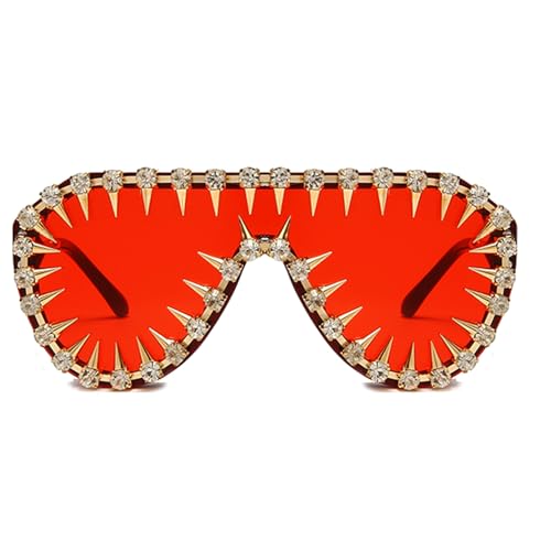 HAISENG Beliebte Sonnenbrille mit Kristallnieten, beliebte Brille für verschiedene Anlässe und Outfits, Freizeitkleidung, modische Outdoor-Brillen, rot von HAISENG